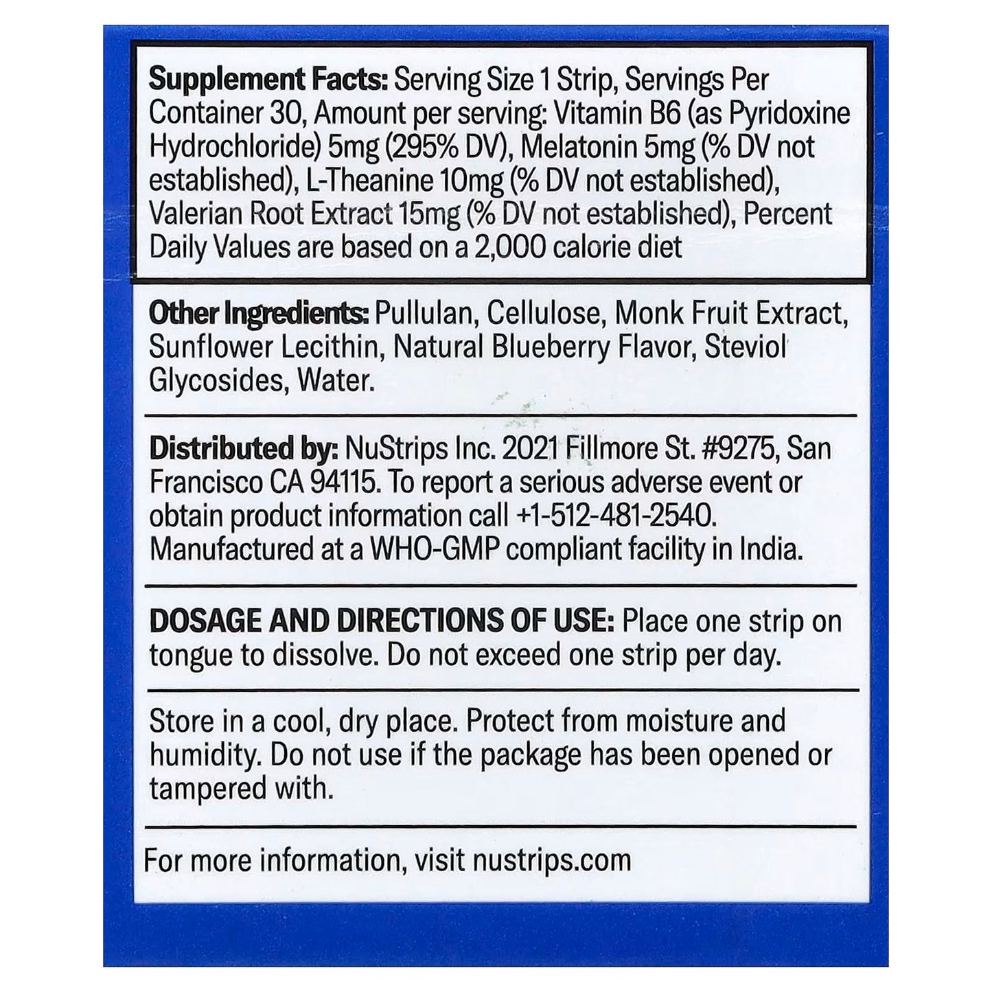 Nustrips Melatonin Sleep Strips - Sleep In a Strip